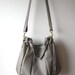 SALE Gray Leather handbag - OPELLE Lotus Bag - Soft Pebbled Leather with Zipper Pockets in Dove