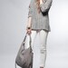 SALE Gray Leather handbag - OPELLE Lotus Bag - Soft Pebbled Leather with Zipper Pockets in Dove