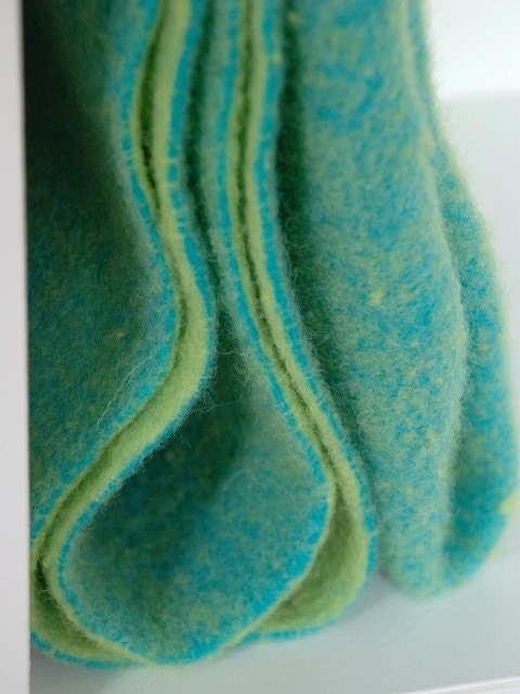 WOOL FELT Teal & Lime - Needle Felt 65cm (0.7 yds) x 65cm x 5mm