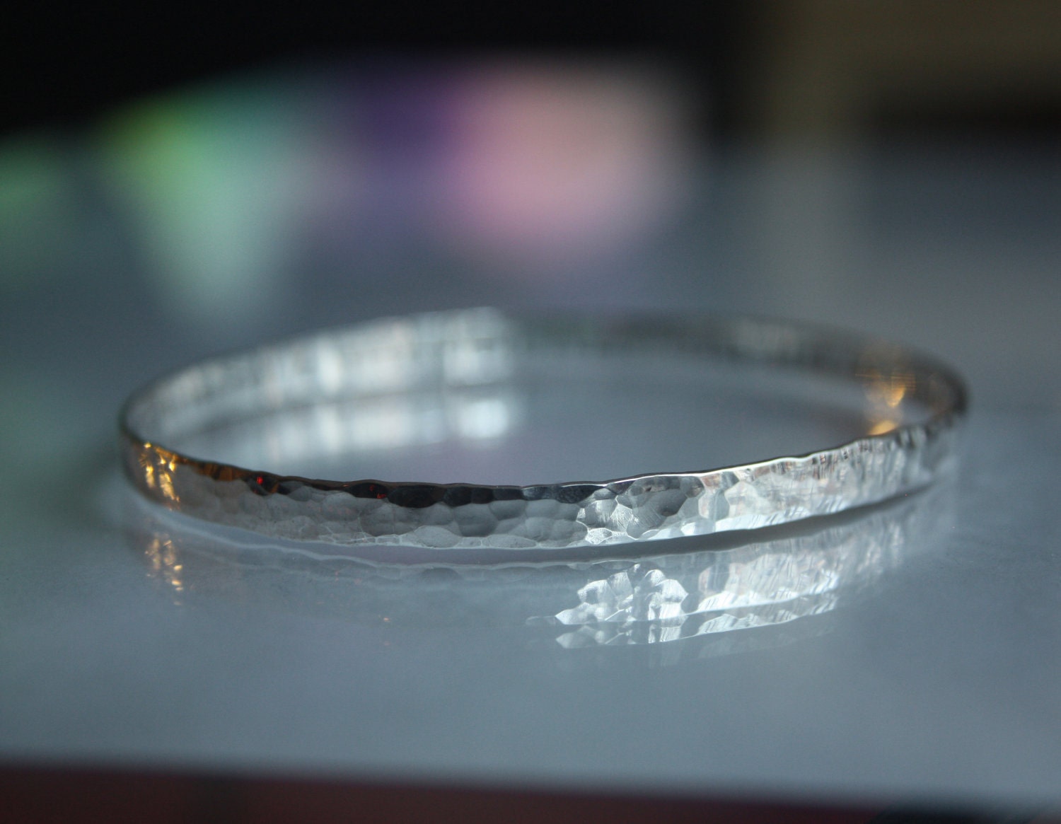 WORDs of LOVE. PERSONALIZED hammered round bangle bracelet. Hand Stamped with any text and numbers. Any size. Made to order. 925 silver