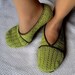 INSTANT DOWNLOAD - Knitting Pattern (PDF file) Green Home Slippers ( adult size)
