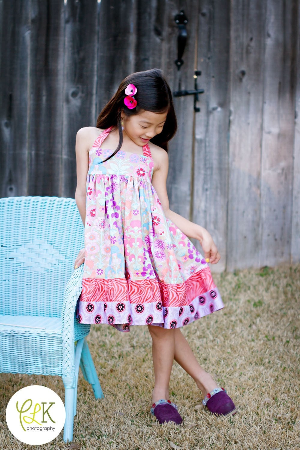 SALE  Girls Watercolor Halter Dress  Sizes 18MO-8