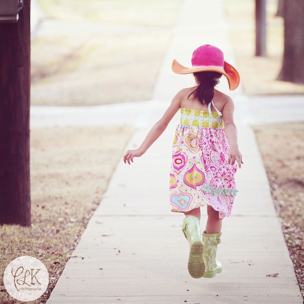 Girls Spring Dress - Spring has Sprung Halter Dress - Sizes 18MO-8
