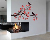 Home Decor Vinyl Wall Decal Flower Branch with Birds