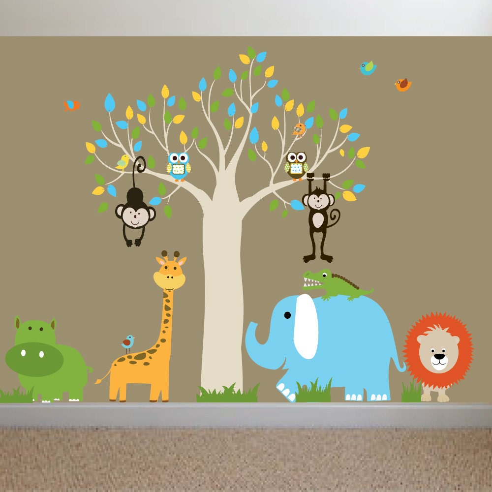 Jungle Safari Baby Nursery Wall Decal Sticker Mural