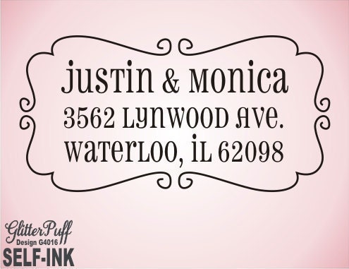 CUSTOM ADDRESS STAMP Self inking - personalized wedding gift, return address stamp, custom address label, modern fancy border