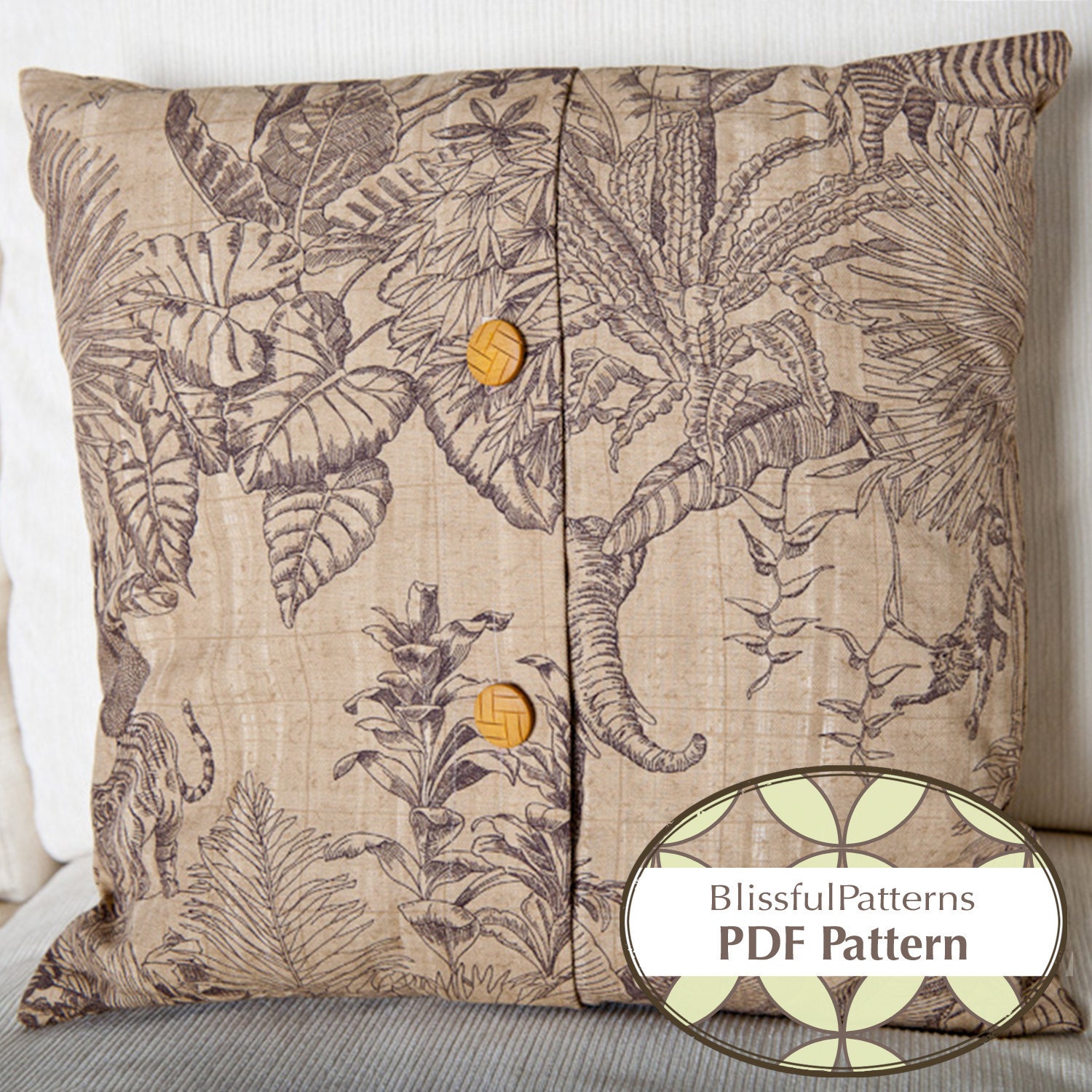 Button Style Pillow Case - PDF Sewing Pattern - INSTANT DOWNLOAD - by BlissfulPatterns