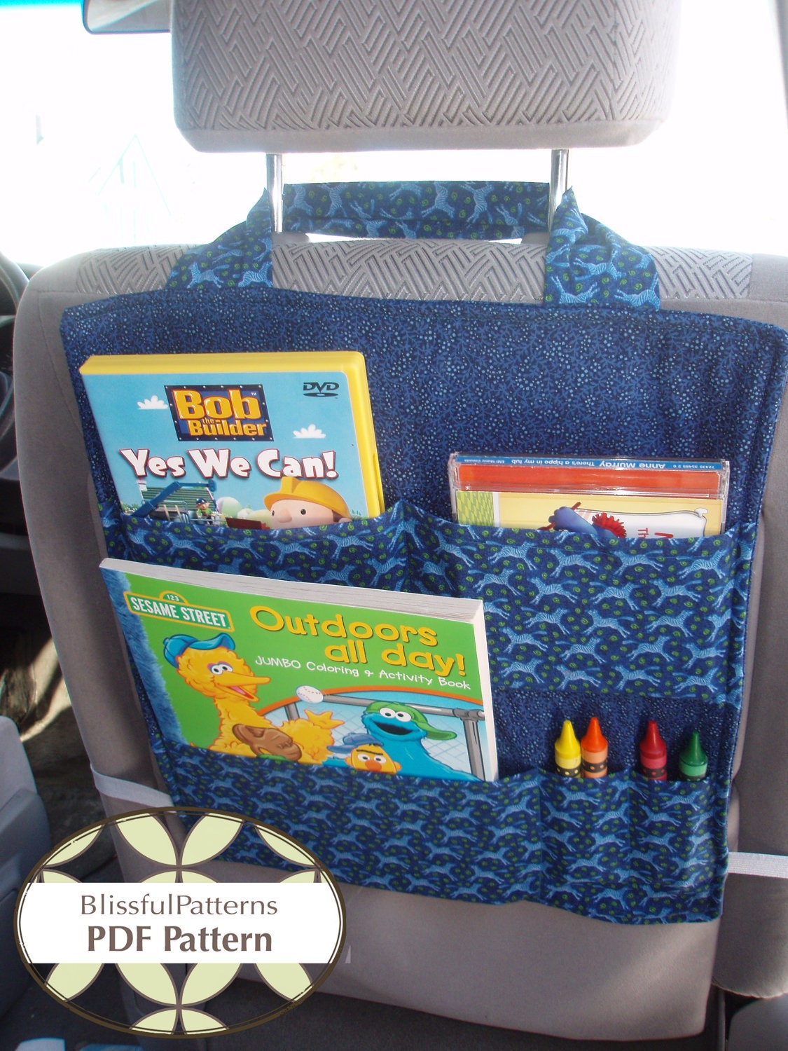 Car Seat Organizer - PDF Sewing Pattern - FREE shipping -by BlissfulPatterns