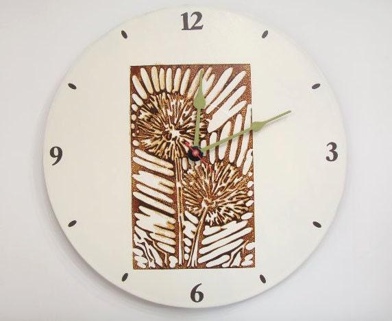 Dandilion Block Print Wall Clock  olyteam