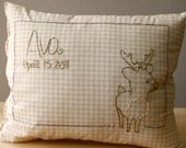 Woodland Nursery- Personalized baby birth pillow Ava the Fawn
