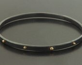 Oxidized Argentium Sterling Silver Bangle with 14K Gold Studs