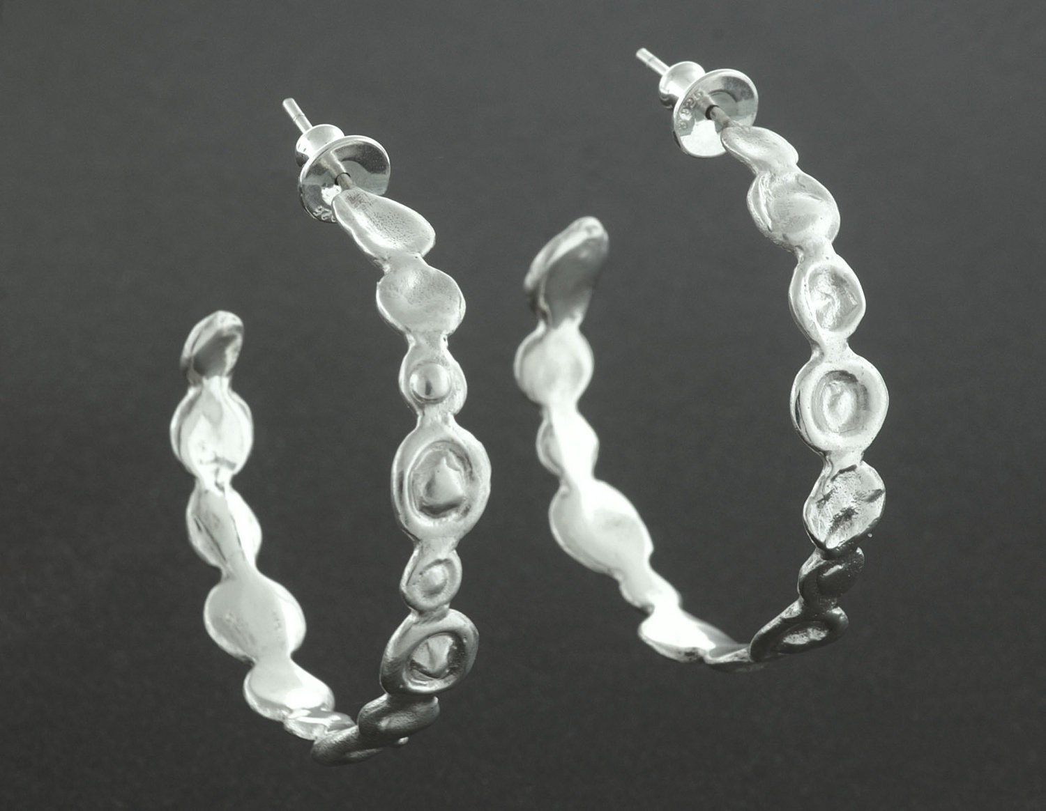 Sterling Silver Watercast Hoop Earrings