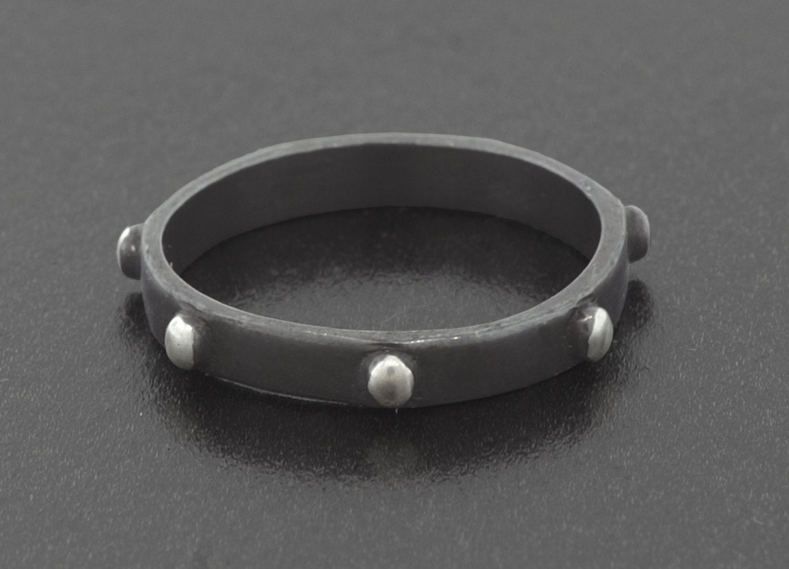 Oxidized Sterling Silver Stud Stacking Ring