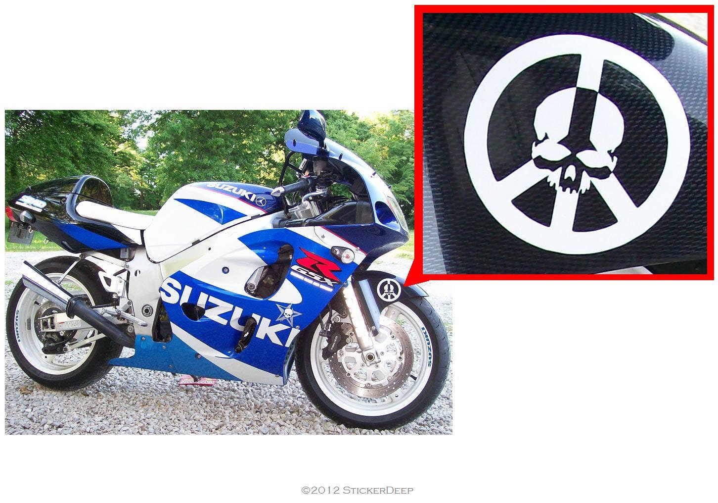 Skull Decal - decal -sticker auto window glass, motorcycle Vinyl Art peace sign sticker