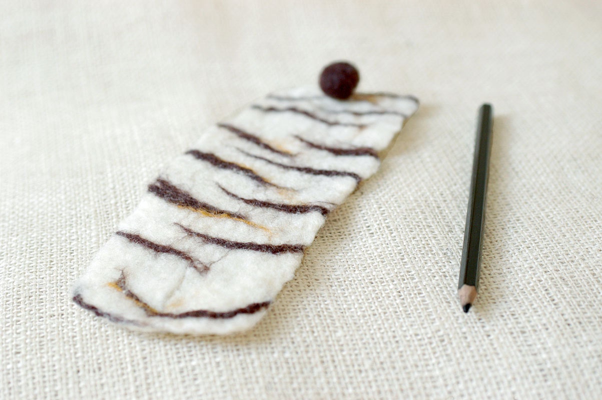 Zebra safari Africa felted cuff bracelet - gift for her