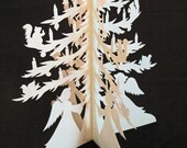 Christmas Decorations  - Scherenschnitte - Hand Paper Cutting Art signed and dated By Janet Lynch