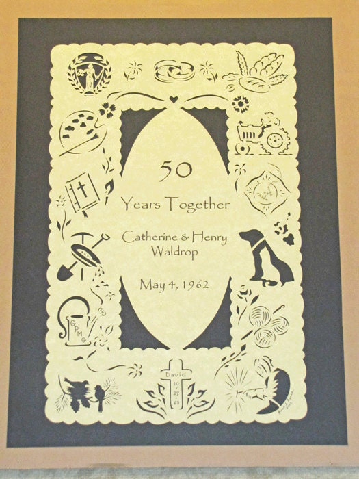 Custom Gifts For All Occasions  - Scherenschnitte - Hand Paper Cutting Art signed and dated By Janet Lynch - Framed