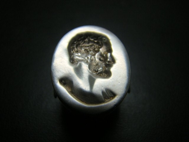 Large Sterling Roman crest head ring