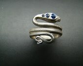 Antique style Sterling Silver Sapphire and diamond snake ring