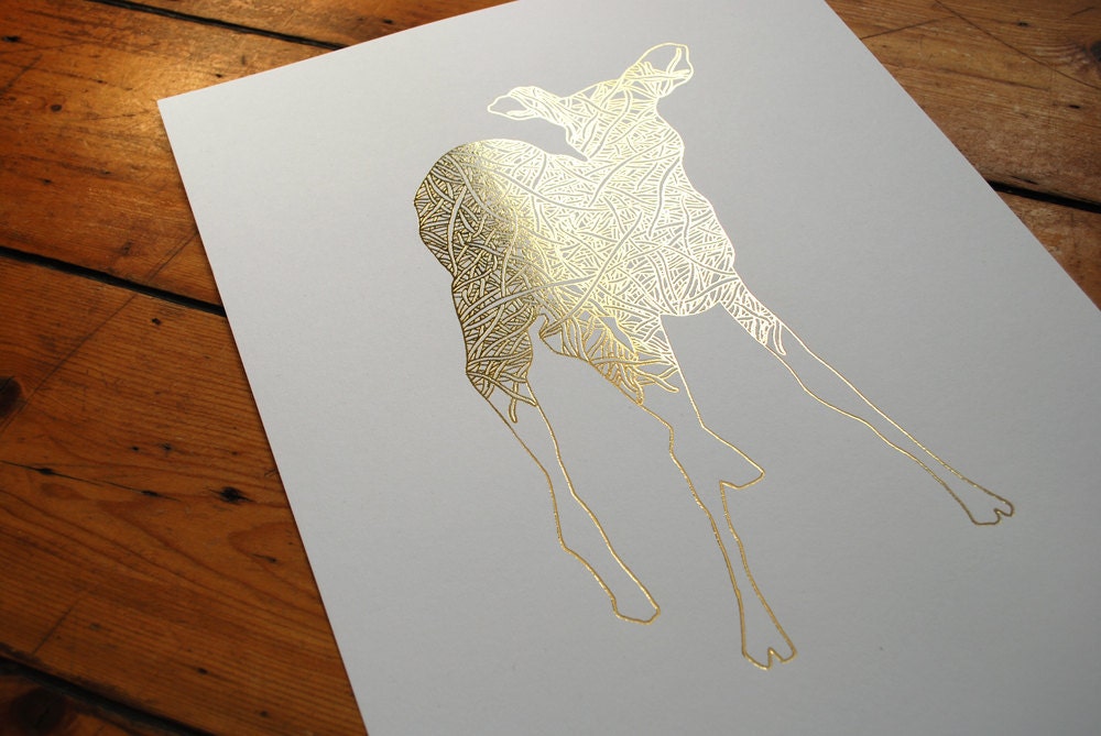 Oh Deer Gold Foil Print A3