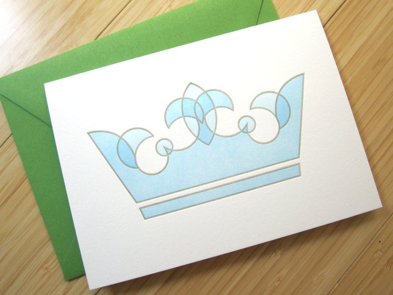 Blue Crown Letterpress Card