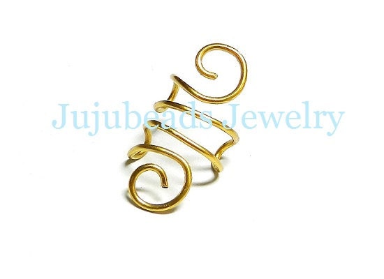 Non Piercing Swirly Gold Wire Ear Cuff