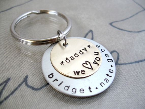 Father's Day Gift Customized Keychain - Personalized Hand Stamped Keychain - Grandpa Daddy Unisex gift - Children's Names