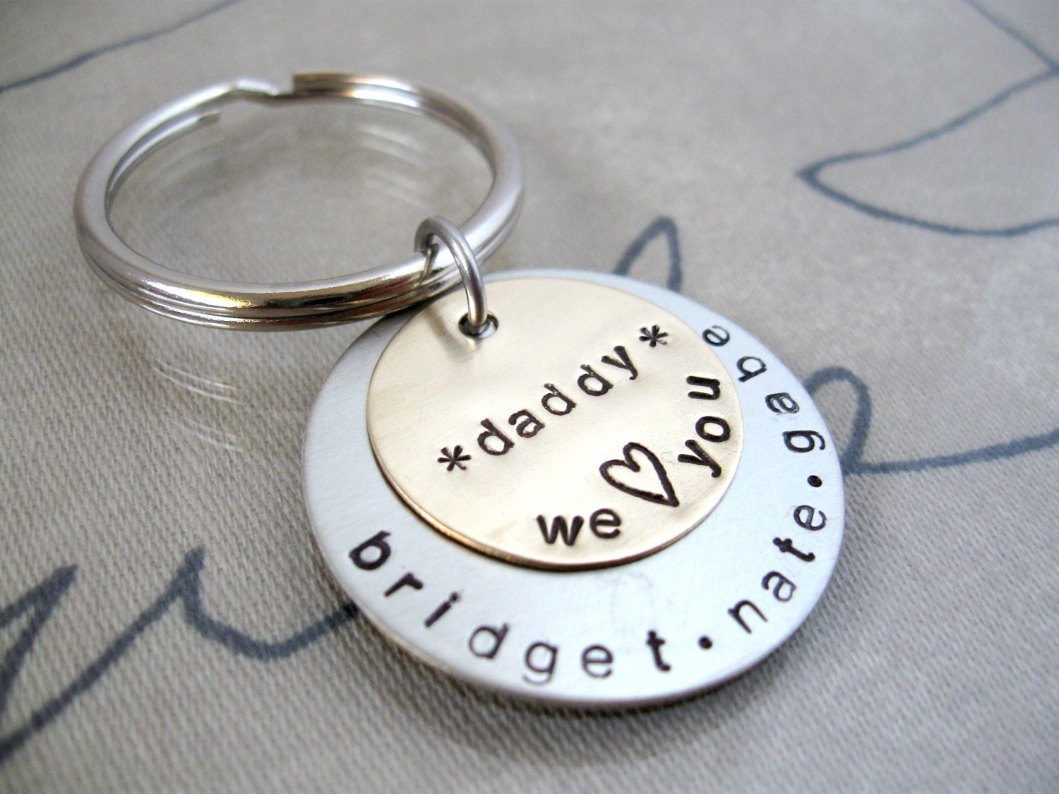 Father's Day Gift Customized Keychain - Personalized Hand Stamped Keychain - Grandpa Daddy Unisex gift - Children's Names