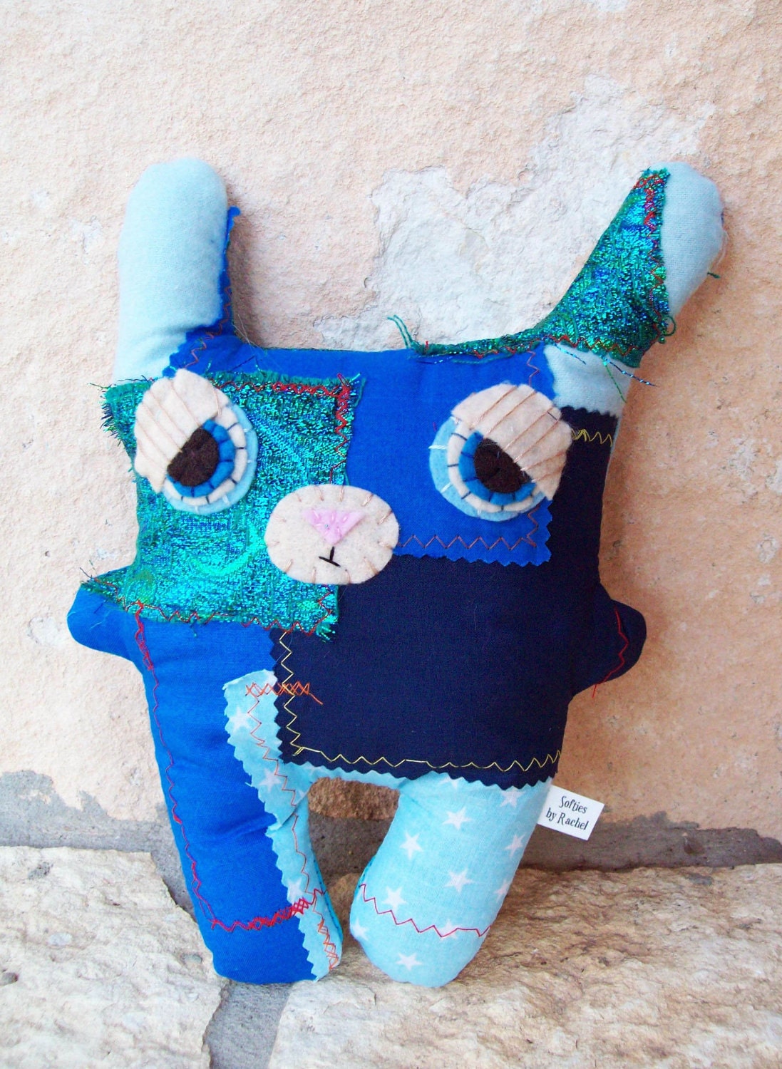 Blue scrap bunny rabbit plush
