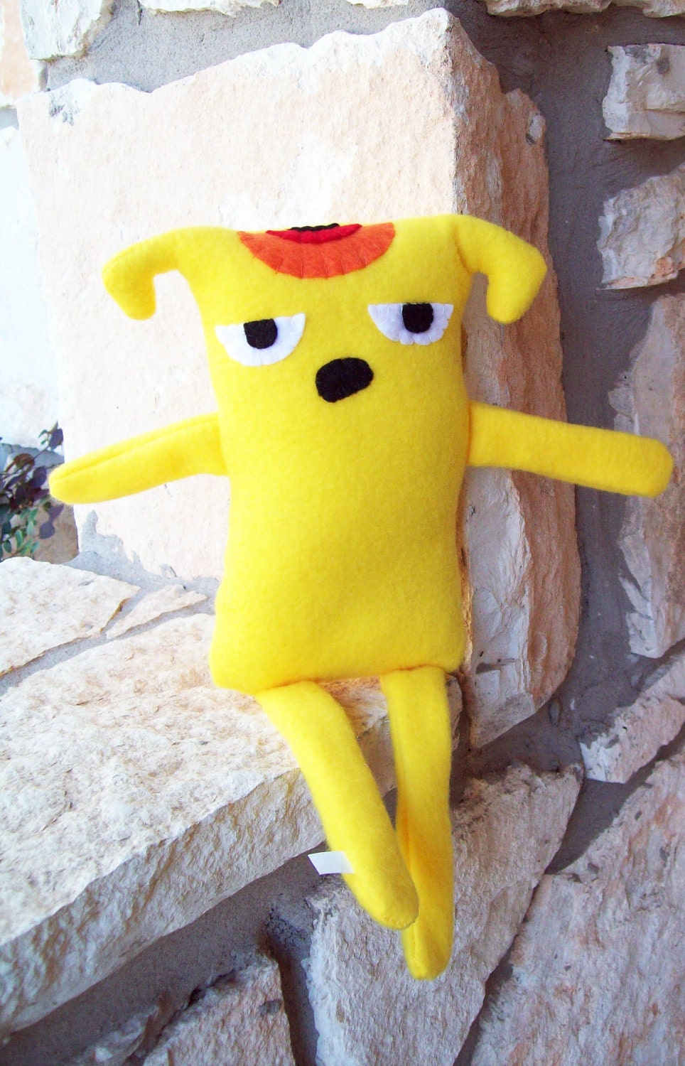 Yellow fleece plush Grumpy Fellow