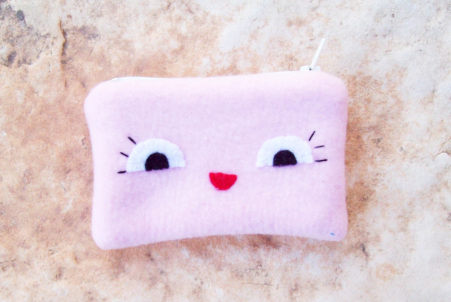 Pink fleece kawaii coin purse
