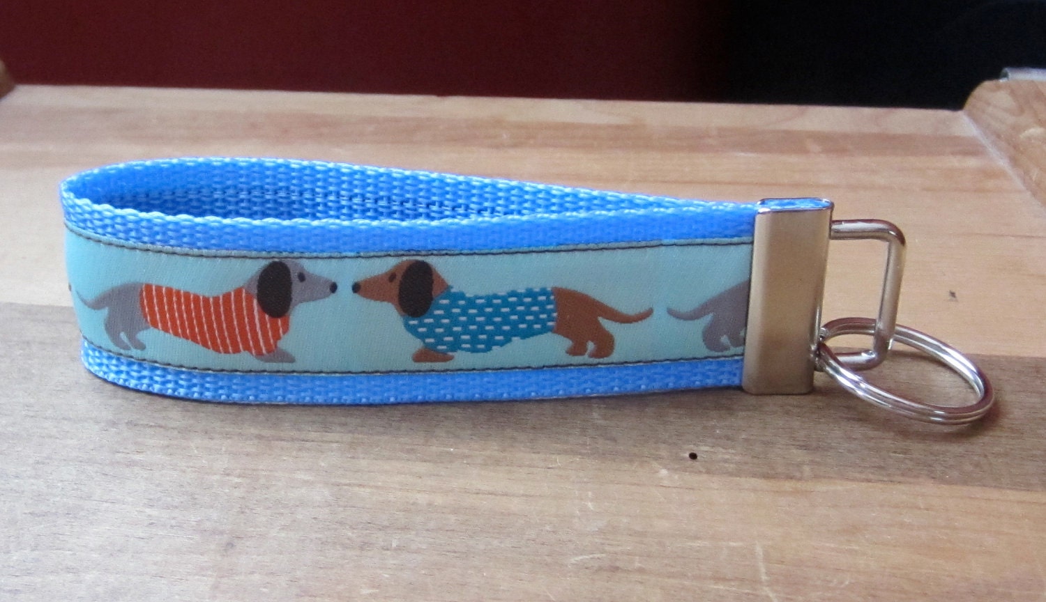 Dachshund Ribbon Wristlet - Key Chain - Key Fob