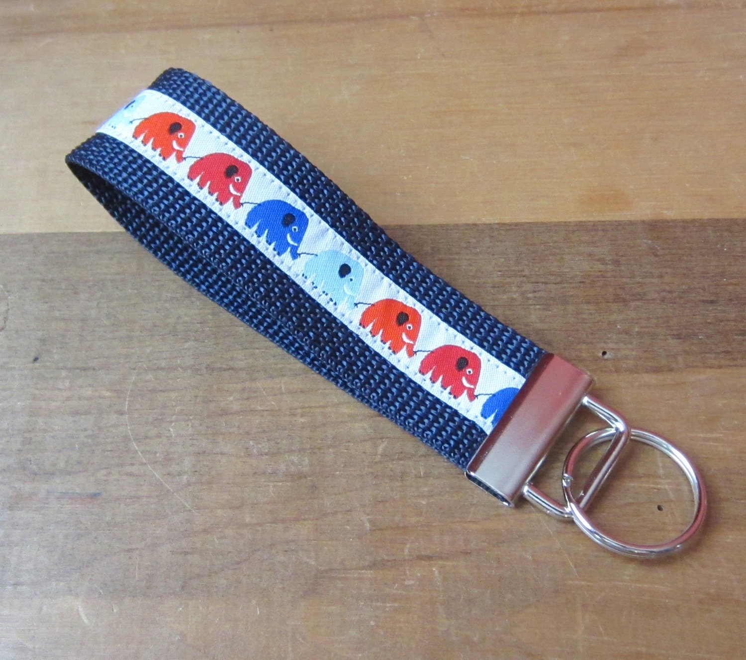 Elephant Parade Key Fob - Wristlet - Key Chain - Premium European Woven Ribbon