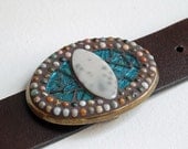Deep Ocean - Mosaic belt buckle with leather strap