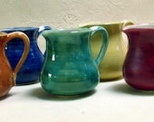 READY TO SHIP handmade, pottery, stoneware, clay, colorful creamers, mini pitchers,