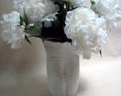 Hand made, Vase, pottery,ceramic,stoneware,white,crackle,altered