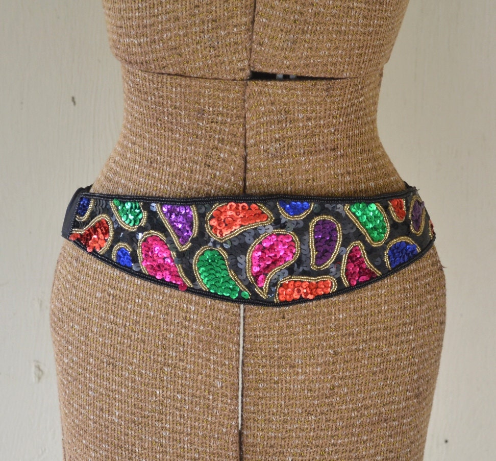 Vintage Sequin Belt Paisley