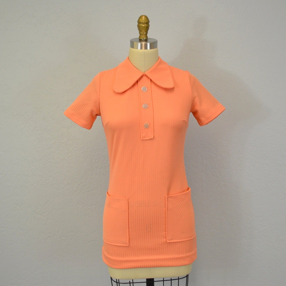 Vintage top blouse  / coral orange / autumn fashion