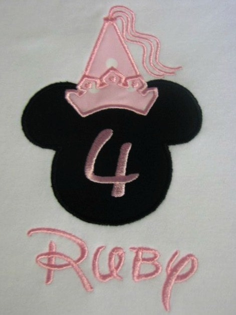 Personalized Minnie Mouse Princess Appliqued Birthday Shirt