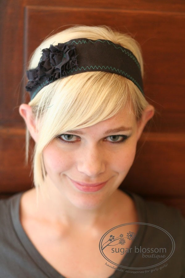 Skinny Boho Headband- Charcoal Sugar Blossom Boutique