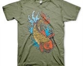 Koi Asian men's cool  inspired novelty t-shirt on s, m, l, xl