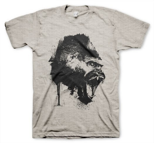 Snarling Ape Men's Cool Heather Gray T-shirt in S, M, L, XL