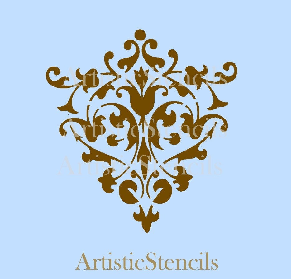 STENCIL Damask Wallpaper Background  No 38 10x9.5