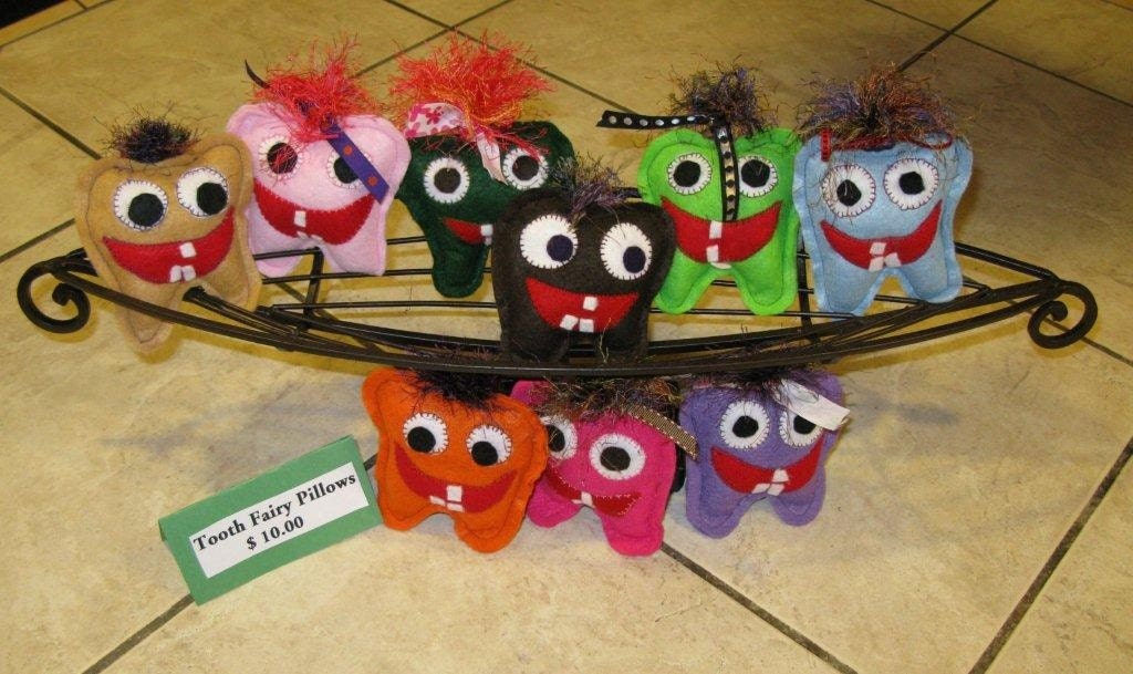 Tooth Fairy Pillows, personalized, unique, quirky for boys or girls with a pocket for tooth.. Jewellgem on etsy