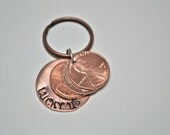 Hand stamped Lucky us copper penny key chain- personalized keychain- key chain with copper pennies-custom keychain