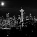 Fine Art Photographty - Black & White - Black and White Photography - Seattle Moonrise -16x24- Prints