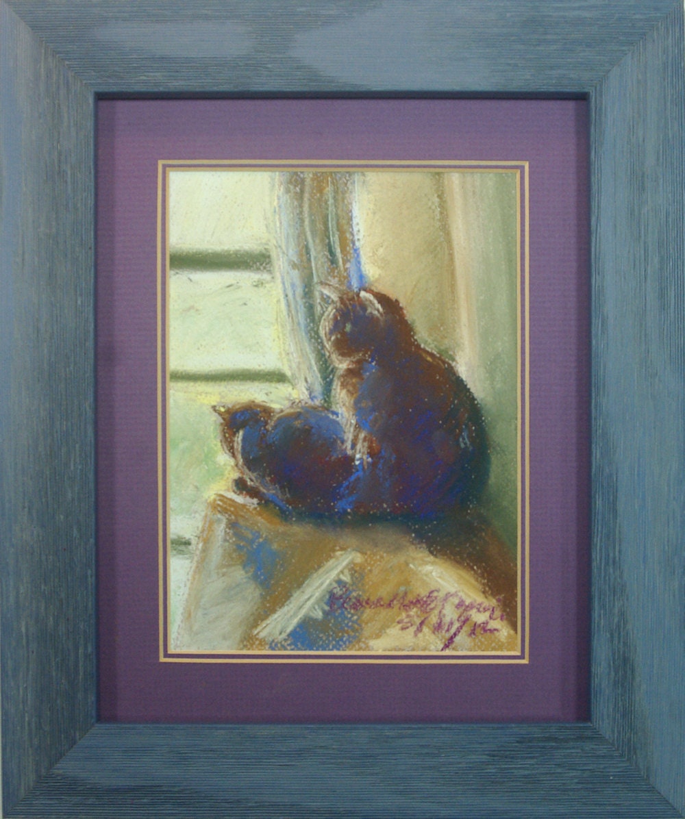 The Sunny Upstairs Window, Framed Original Pastel