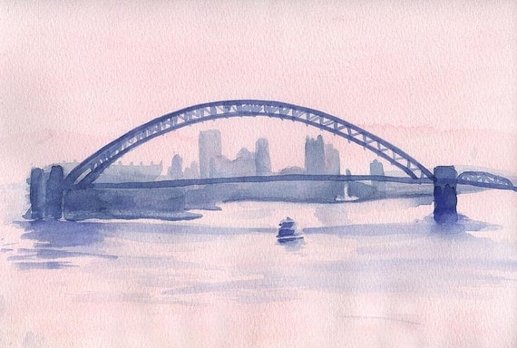 Misty River Morning, Original Watercolor