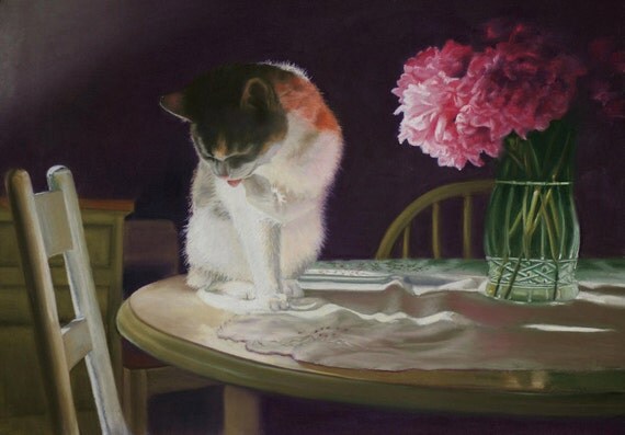 Peaches and Peonies, Full-size Giclee Print with Donation