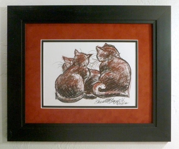 Massive Cuddle Puddle, Original Charcoal and Conte Sketch